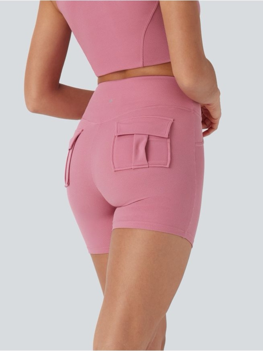 Halara High Waisted Crossover Waffle Yoga Biker Shorts 2'' with Pockets large